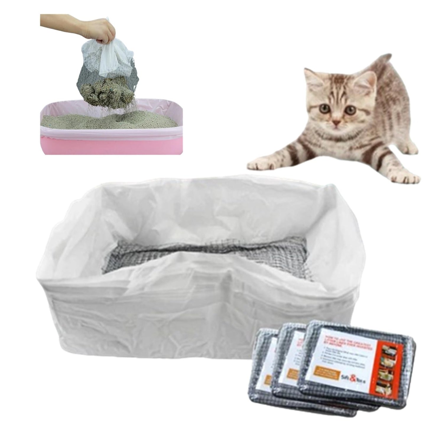 10Pcs Reusable Mesh Cat Litter Filter Bags Washable, Quick Sift and EASY To Clean Pets Possessions