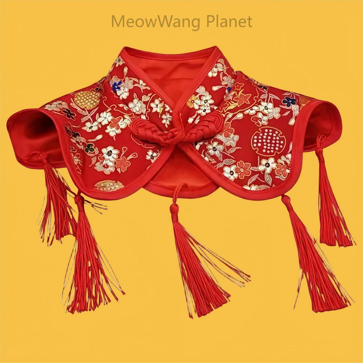 Handcrafted Chinese Inspired Cheongsam Style Cloak with Traditional Knot for Cats & Small Dogs