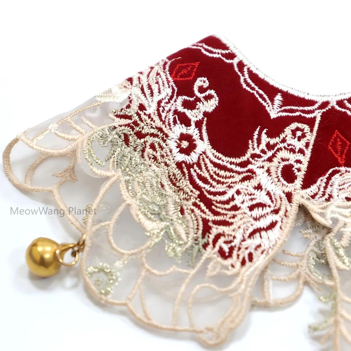 Handcrafted Chinese Inspired Hanfu Style Cloak with Lion Tassel Charm for Cats & Dogs