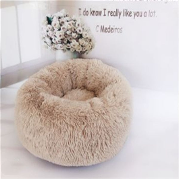 Plush, Soft Round Donut Bed for Cats & Small Dogs