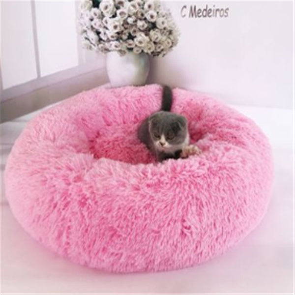 Plush, Soft Round Donut Bed for Cats & Small Dogs
