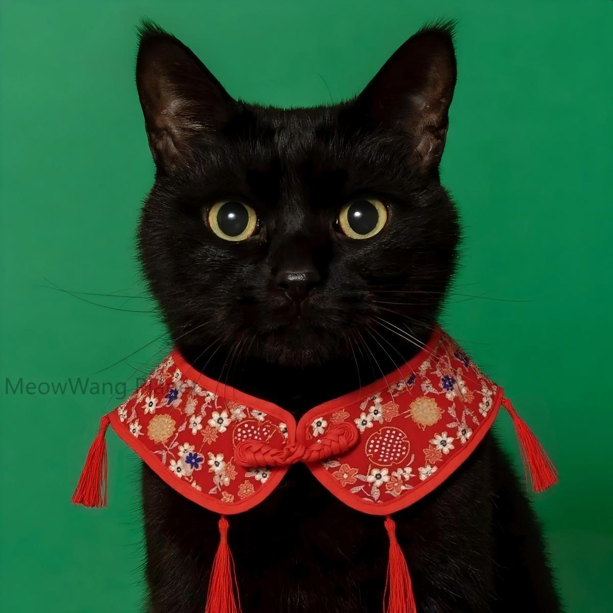 Handcrafted Chinese Inspired Cheongsam Style Cloak with Traditional Knot for Cats & Small Dogs