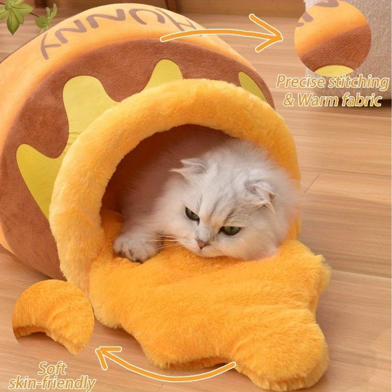 Adorable Honey Pot Cave Bed with Removable Cushions for Cats & Small Dogs