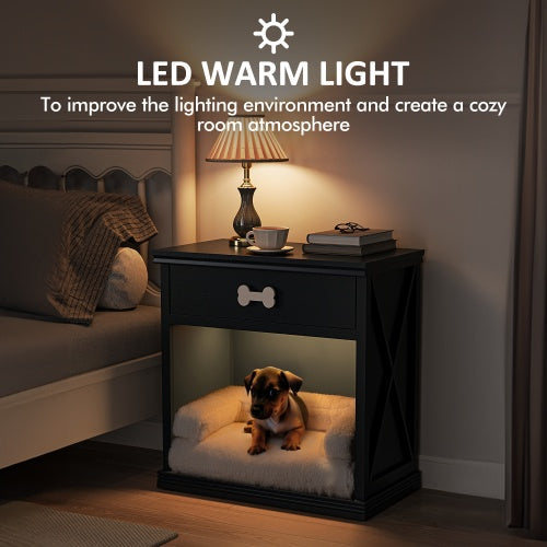 Small Locker Furniture with LED Lights and Pet Bed for Cats & Small Dogs Pets Possessions