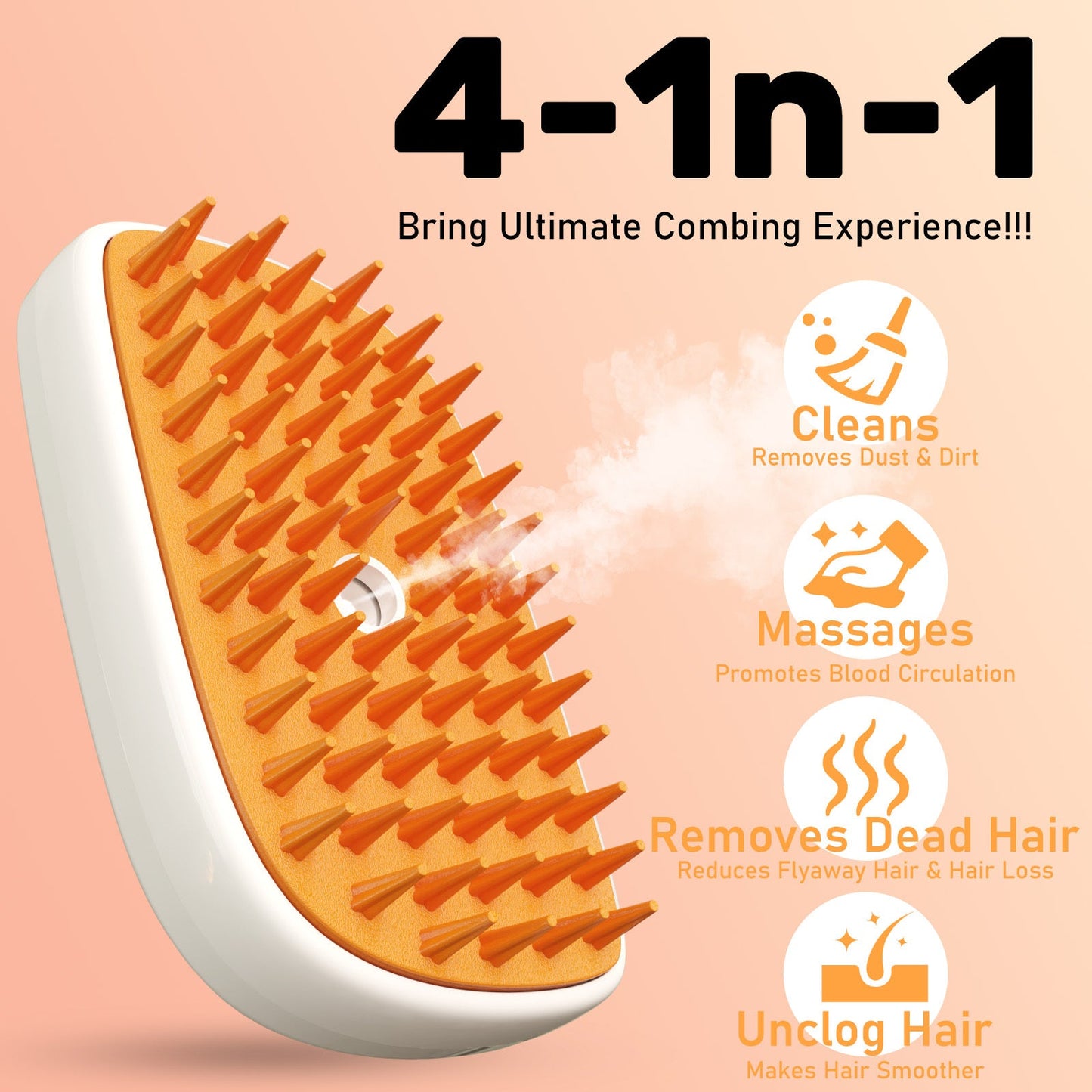 4-In-1 Anti-Static Hair Removal Spa Steam Brush for Cats Universal for Dogs Pets Possessions