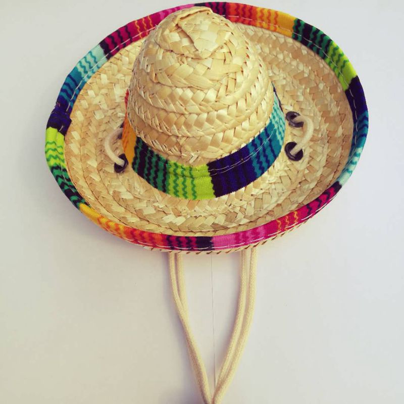 Festive Cinco de Mayo Straw Hat for Cats & Small Dogs