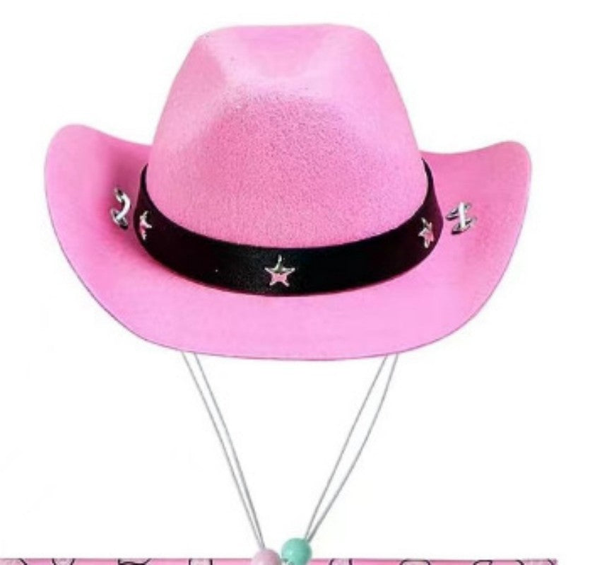 Pink Cowboy Hat and Bandana Set Suitable for Halloween Costumes Universal for Cats & Dogs