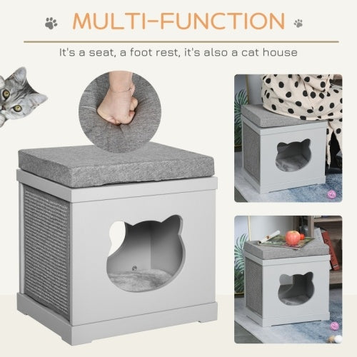 PawHut Cube Cave with Removable Sisal Scratching Pads for Cats
