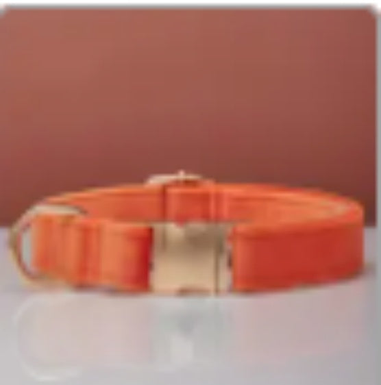 Multiple Color Velvet Personalized (optional) Dog Collar +Leash Set with Bow