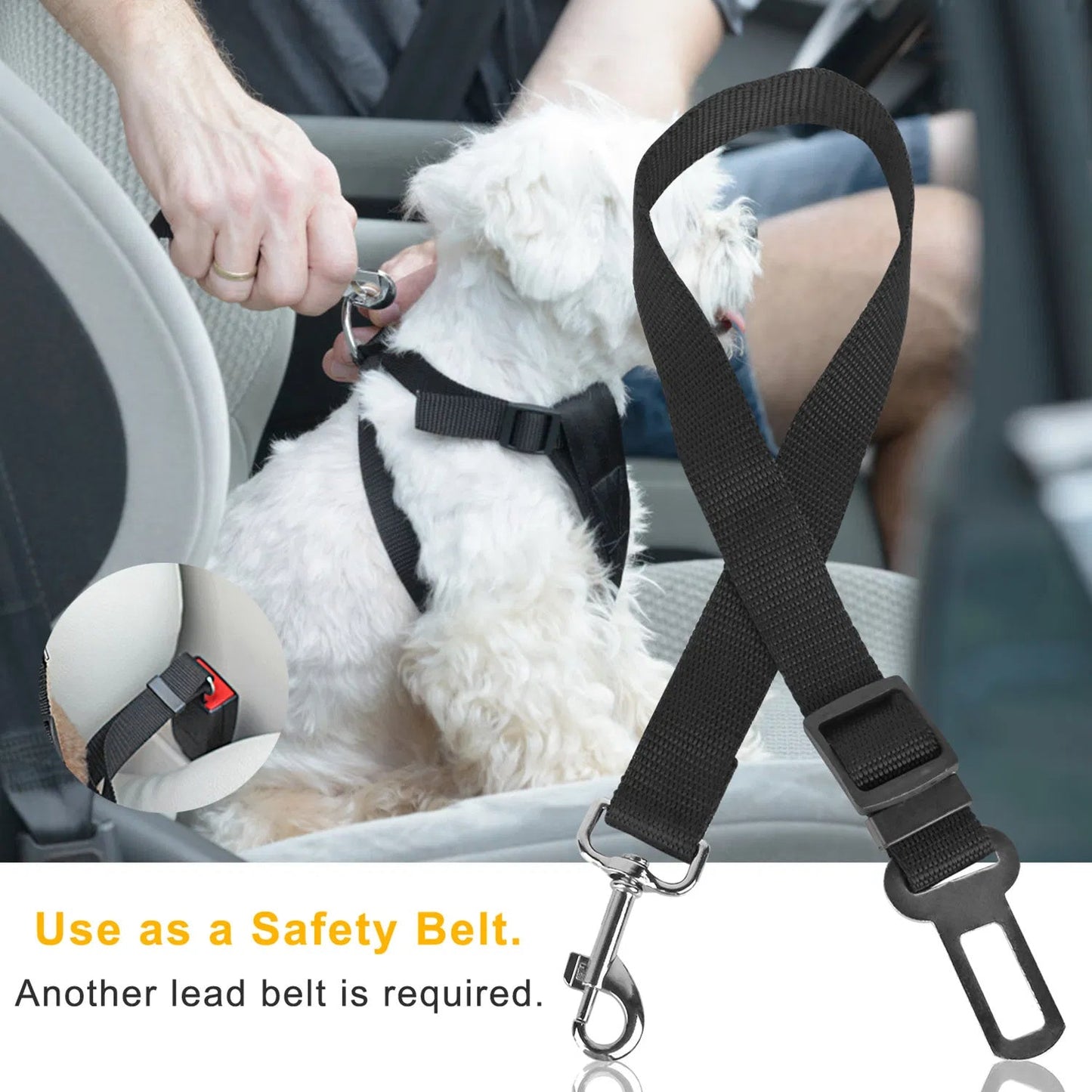 2Pcs Adjustable Seat Belt Leash with Harness for Cats & Dogs Pets Possessions