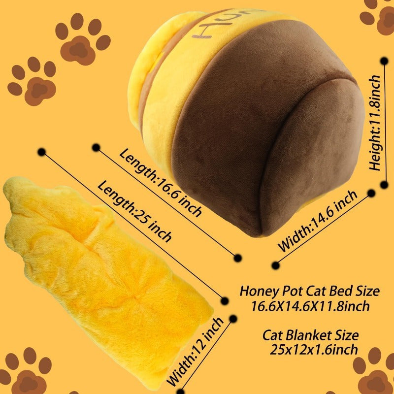 Adorable Honey Pot Cave Bed with Removable Cushions for Cats & Small Dogs Pets Possessions