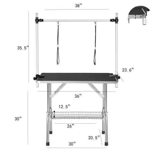 36” Professional, Adjustable, Heavy-Duty, Portable Dog Grooming Table