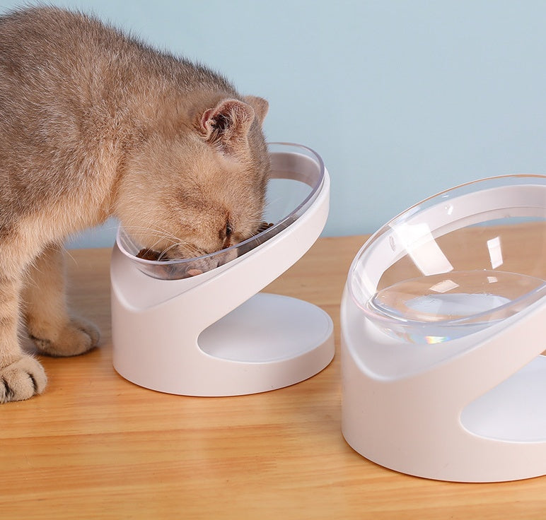 Diagonal Feeding Bowl Designed to Protect Cervical Vertebra for Cats & Small Dogs