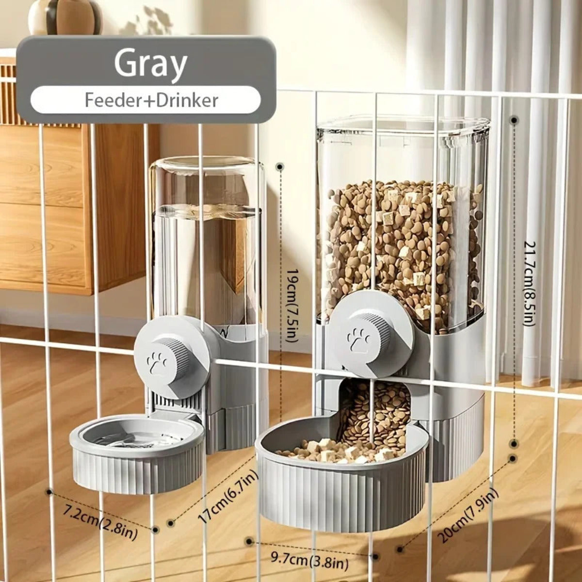 Automatic Water + Food Dispensers for Cats & Dogs (Attachable to Kennel) Pets Possessions