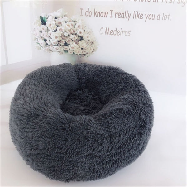 Plush, Soft Round Donut Bed for Cats & Small Dogs