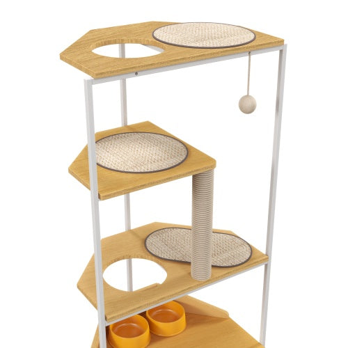 Cat Apartment with Feeding Station and Climbing Platform Pets Possessions