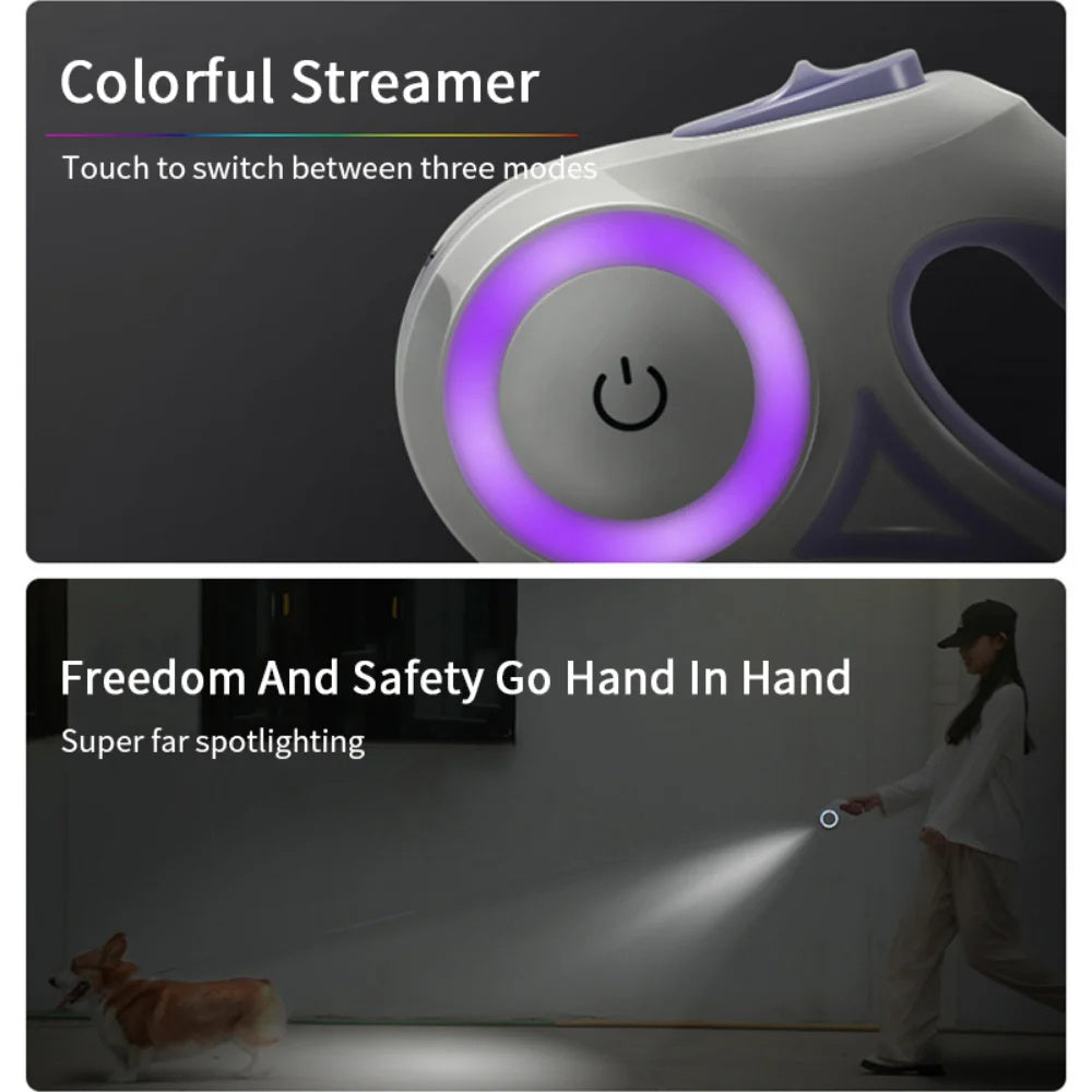Retractable Leash with LED Lights for Cats & Dogs