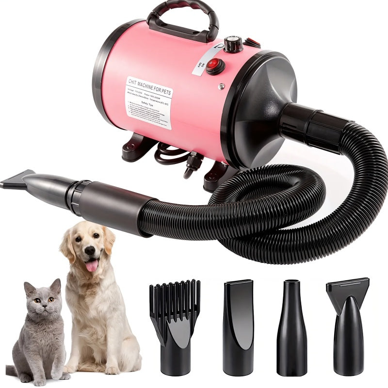 Golada Professional-Grade Grooming Blow Dryer with 4 Detachable Nozzles for Cats & Dogs Pets Possessions