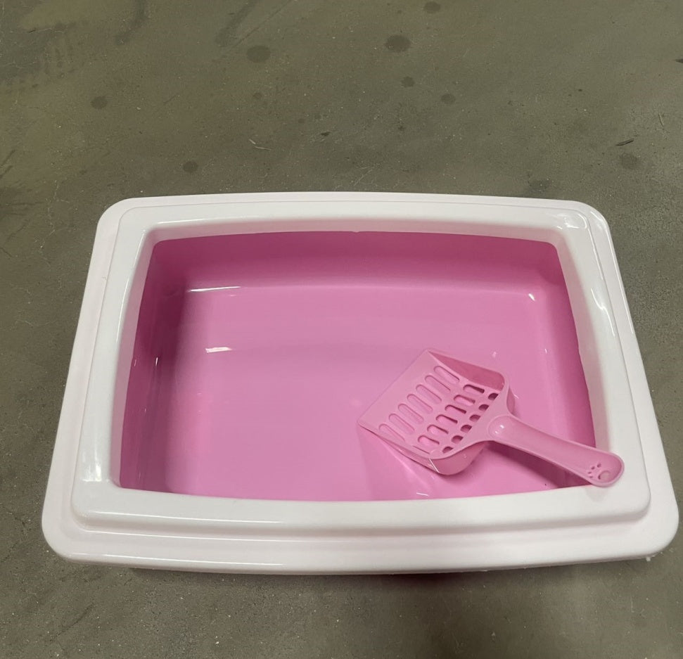 Pink & White Cat Litter Box Scooper Included (Easy Cleaning) Pets Possessions