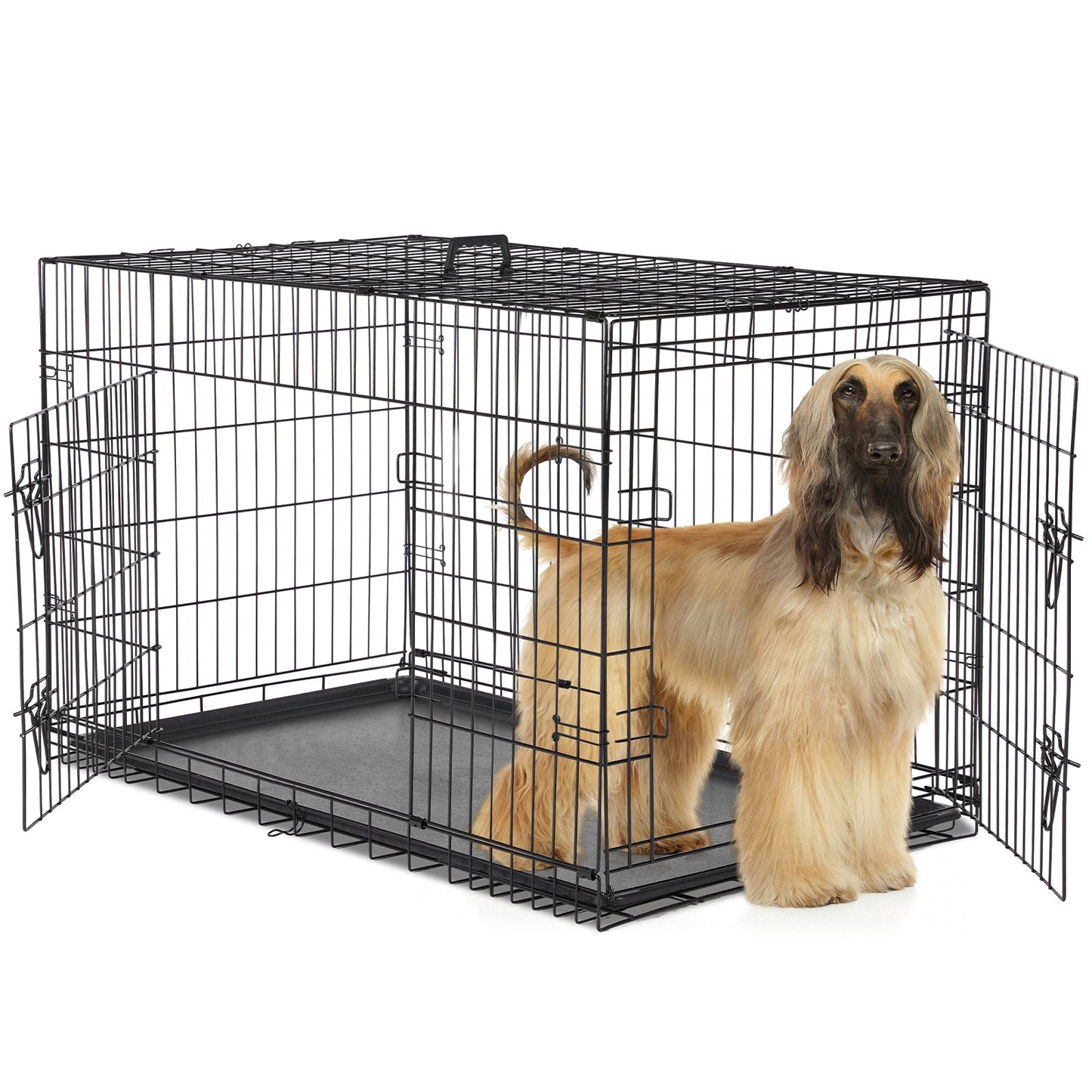 Durable Dog Crate with 2 Doors Pets Possessions LLC