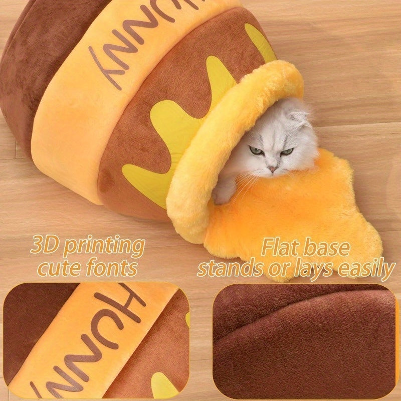 Adorable Honey Pot Cave Bed with Removable Cushions for Cats & Small Dogs