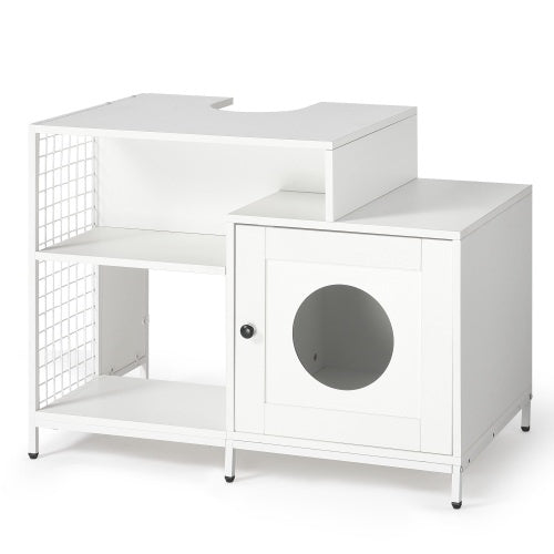 2-in-1 Vanity with Cat Litter Box Enclosure and Storage Shelves for Bathroom Pets Possessions