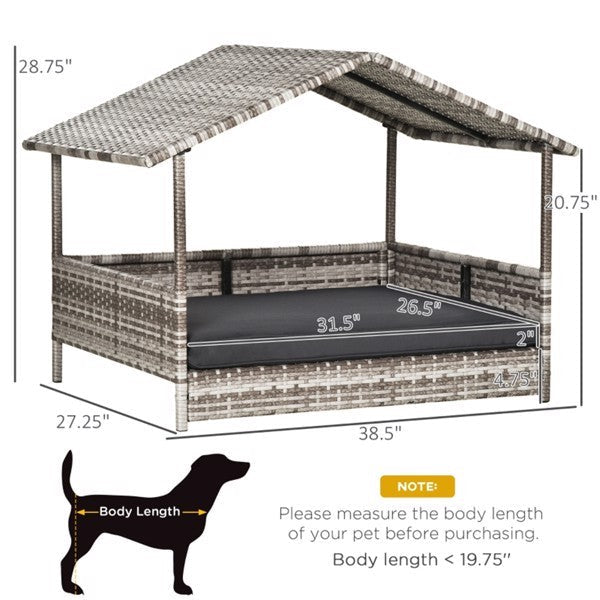 Luxury Rattan In / Outdoor Pet Tent with Sofa for Dogs Pets Possessions