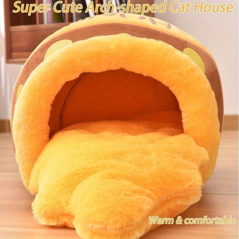 Adorable Honey Pot Cave Bed with Removable Cushions for Cats & Small Dogs