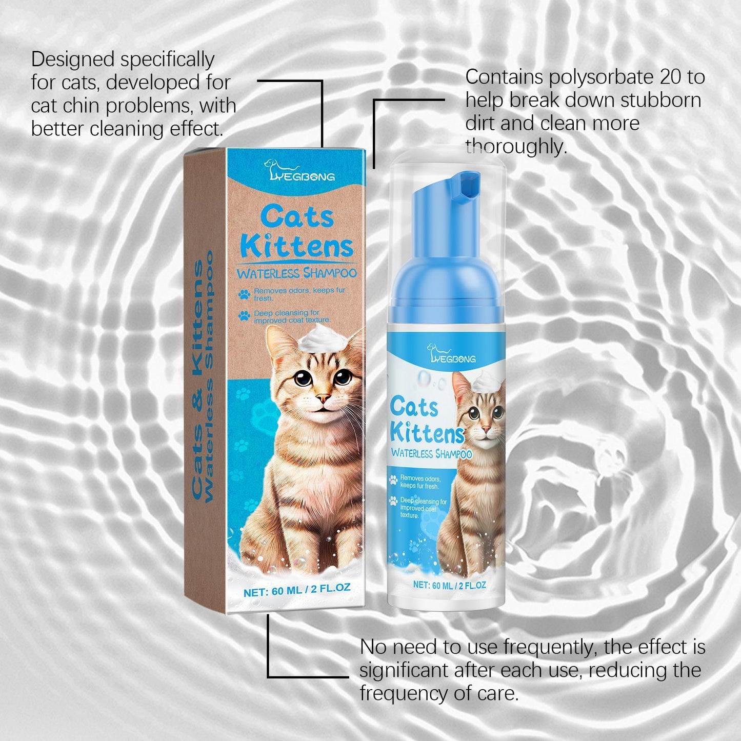 Yegbong Mild Non-irritating Cleaning Foam for Cats Pets Possessions