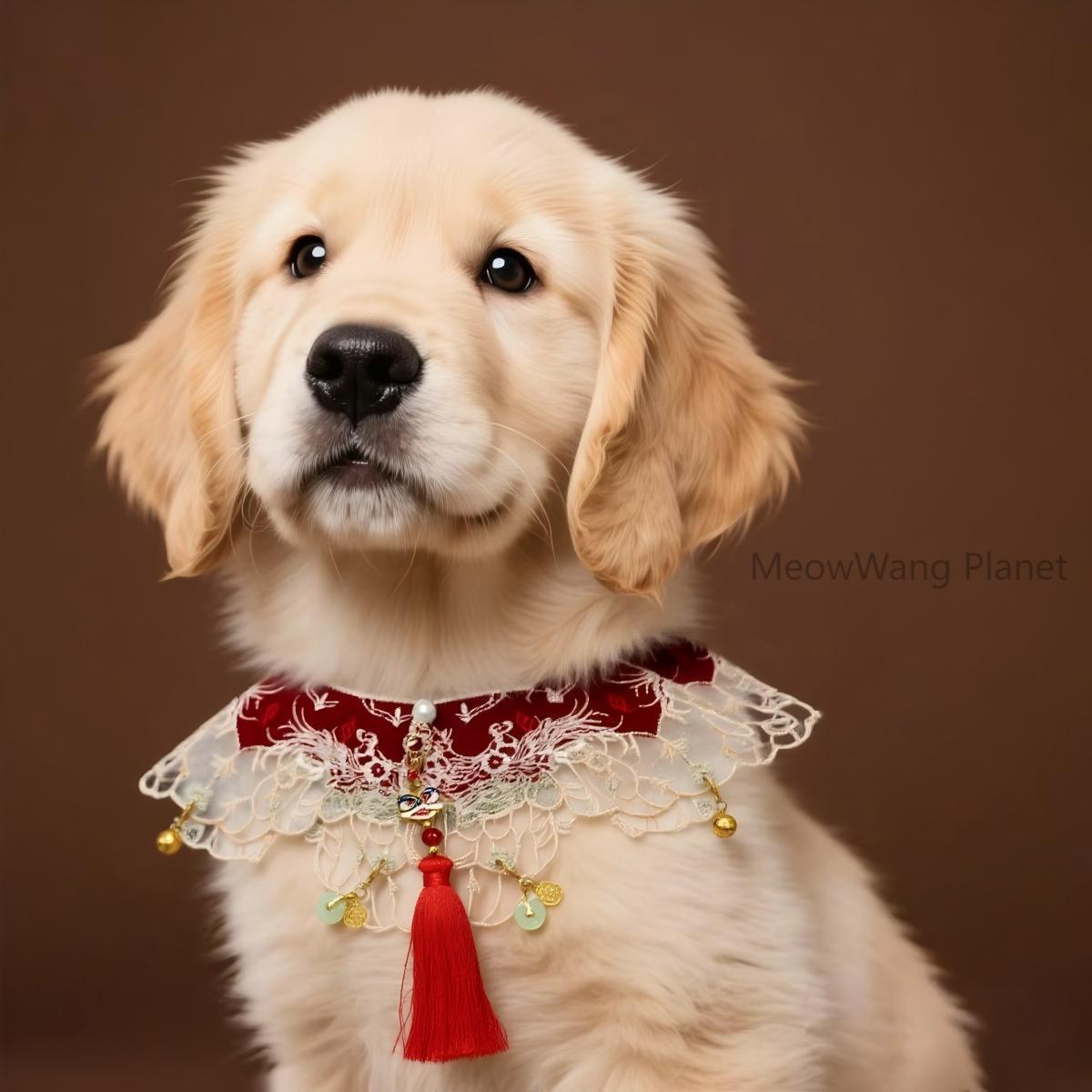 Handcrafted Chinese Inspired Hanfu Style Cloak with Lion Tassel Charm for Cats & Dogs