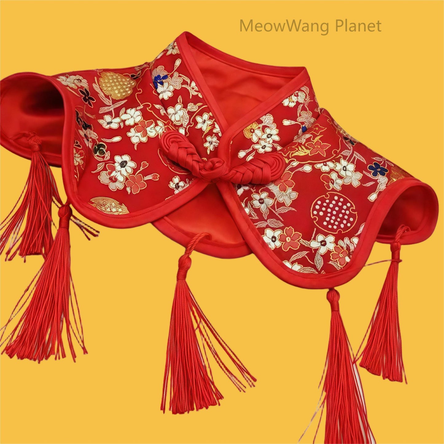 Handcrafted Chinese Inspired Cheongsam Style Cloak with Traditional Knot for Cats & Small Dogs