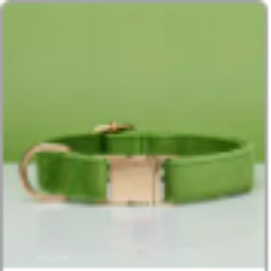 Multiple Color Velvet Personalized (optional) Dog Collar +Leash Set with Bow