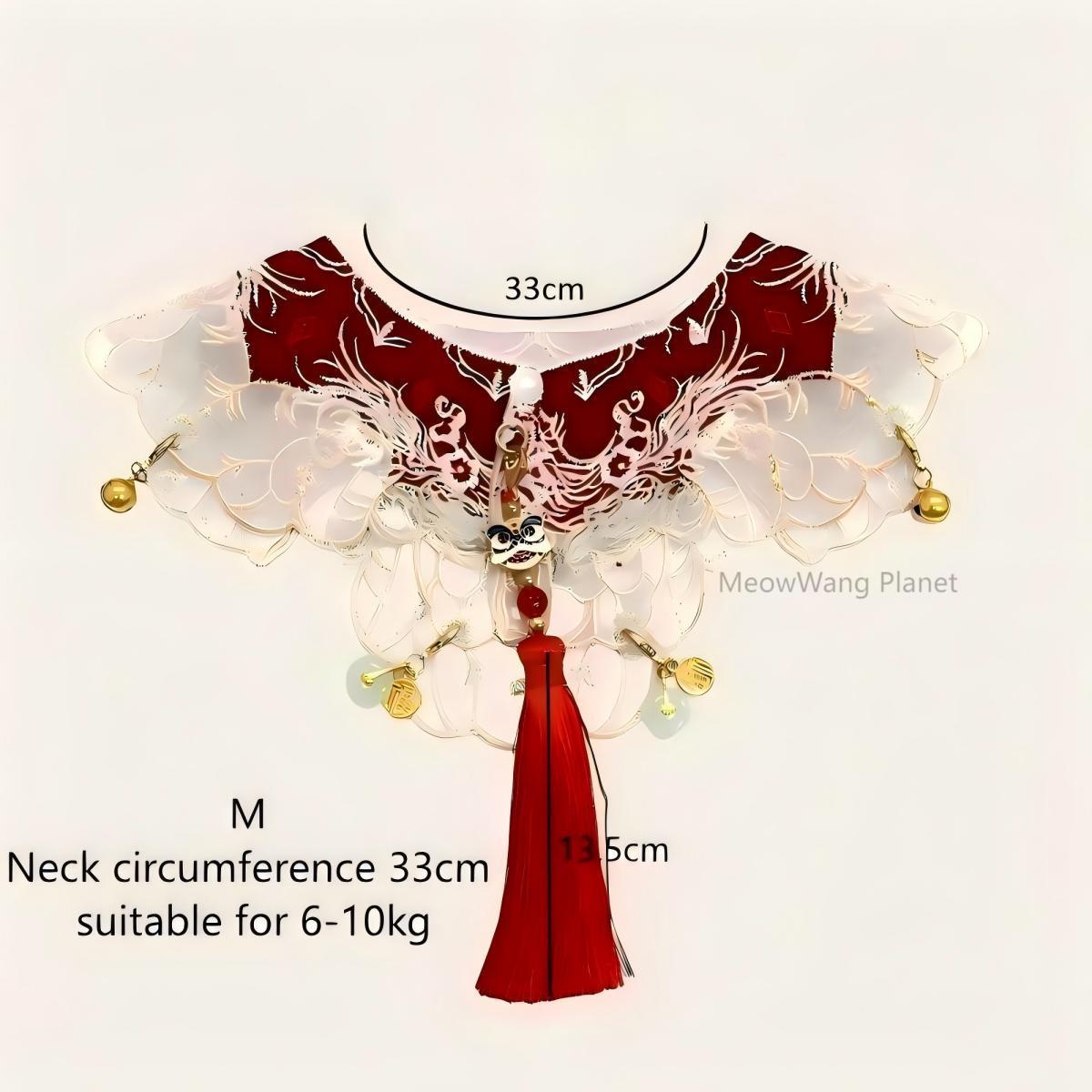 Handcrafted Chinese Inspired Hanfu Style Cloak with Lion Tassel Charm for Cats & Dogs