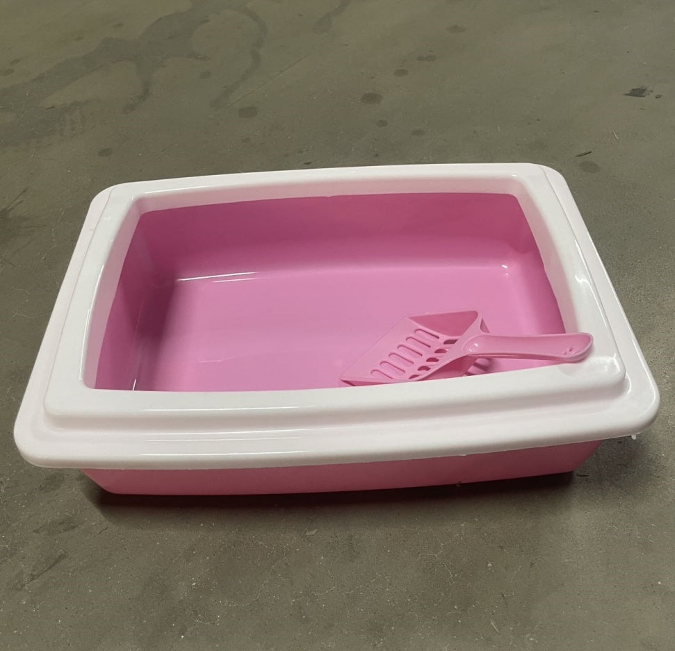 Pink & White Cat Litter Box Scooper Included (Easy Cleaning) Pets Possessions