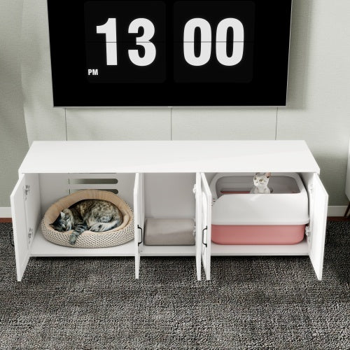 Modern Wooden Horizontal Enclosed Cat Housing & Litter Furniture Pets Possessions