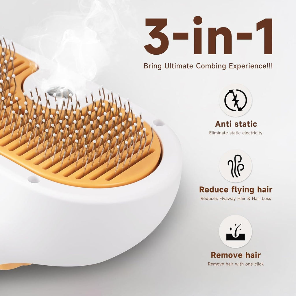 3-in-1 Comb, Spray and Steam Brush with Waterless Shampoo for Cats & Dogs Pets Possessions