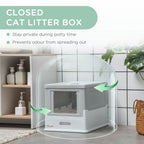 Paw Hut Gray Enclosed Cat Litter Box, Front Entry, Top Exit with Scoop Pets Possessions