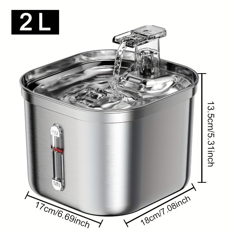 73 oz Stainless Steel Automatic Water Fountain for Cats & Dogs Pets Possessions