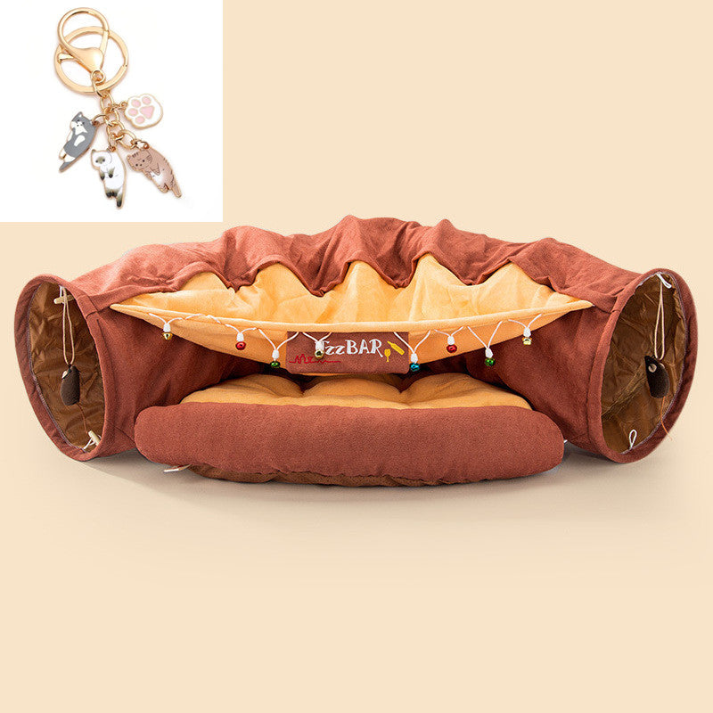Fun Collapsible Cat Bed with Tunnel Pets Possessions