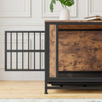 Contemporary Polished Wooden Kennel with Iron Bars for Dogs Pets Possessions
