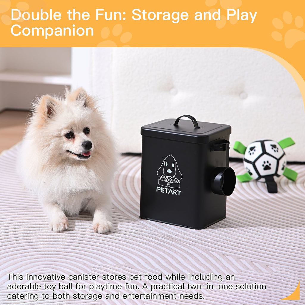 Metal Food Storage Containers, with Toy and Scooper for Cats & Dogs Pets Possessions