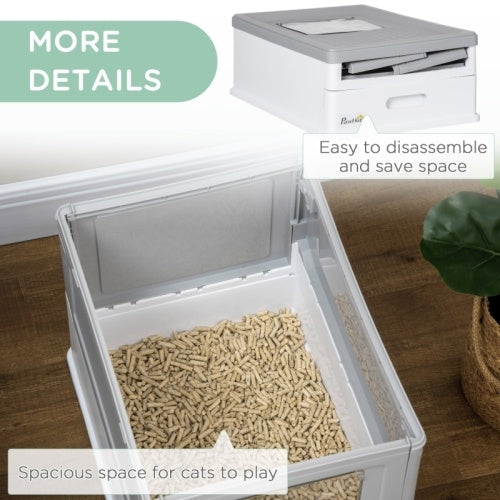 Paw Hut Gray Enclosed Cat Litter Box, Front Entry, Top Exit with Scoop Pets Possessions