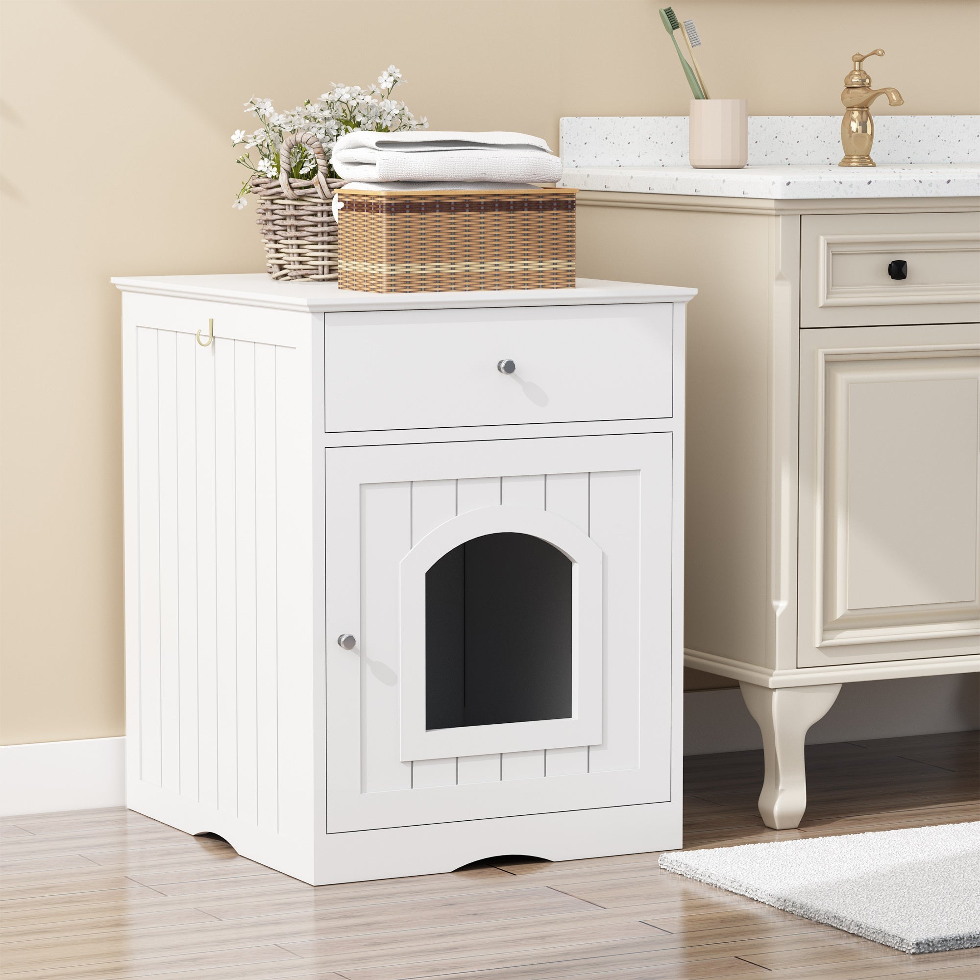 Modern Wooden Cat House Litter Box Furniture Pets Possessions