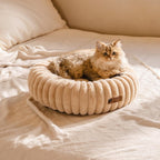 MEWOOFUN Tan Donut Bed for Cats & Small Dogs Pets Possessions