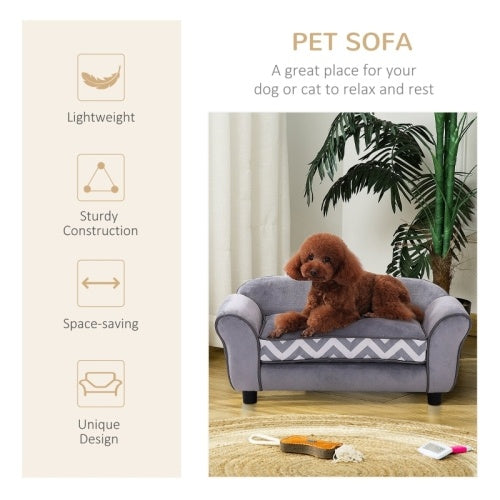 PawHut Sofa Bed with Wooden Frame Universal for Cats & Dogs Pets Possessions