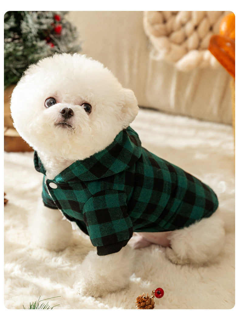 Cozy and Stylish Plaid Hooded Pet Coat – Warm Cotton-Padded Jacket for Cats & Dogs Pets Possessions LLC