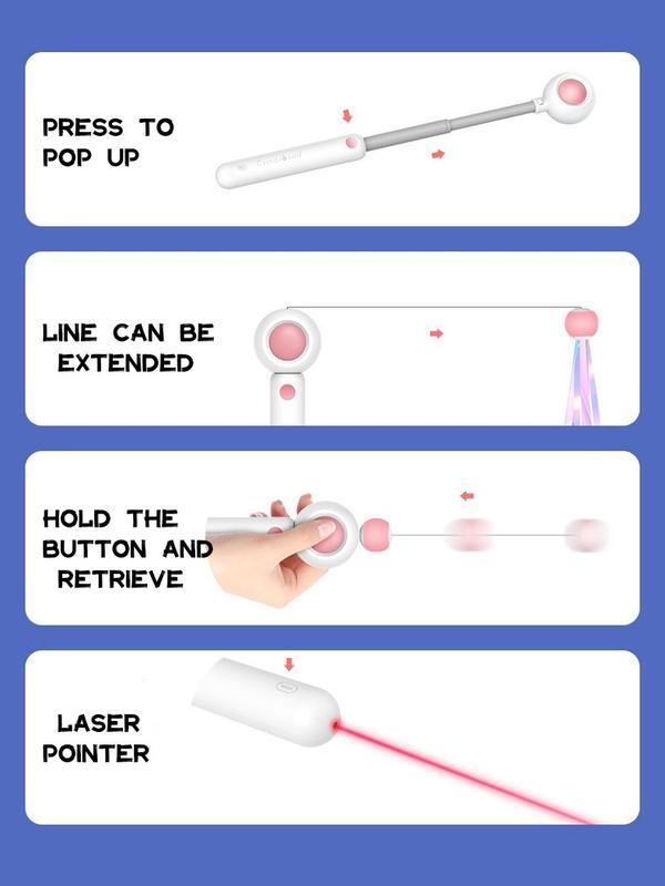 Retractable Cat Teaser Stick & Laser Pen Pets Possessions