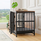 Contemporary Polished Wooden Kennel with Iron Bars for Dogs Pets Possessions