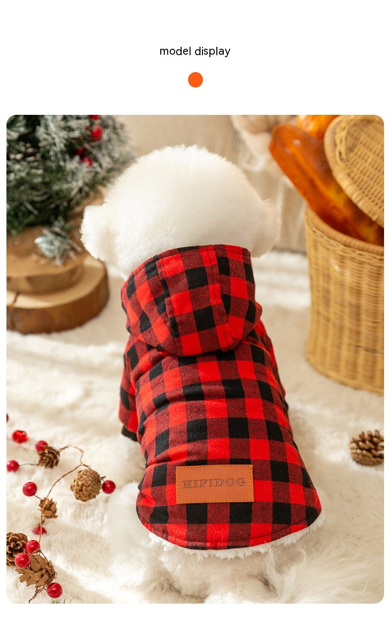 Cozy and Stylish Plaid Hooded Pet Coat – Warm Cotton-Padded Jacket for Cats & Dogs Pets Possessions LLC