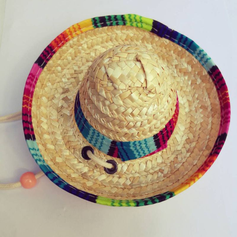 Festive Cinco de Mayo Straw Hat for Cats & Small Dogs